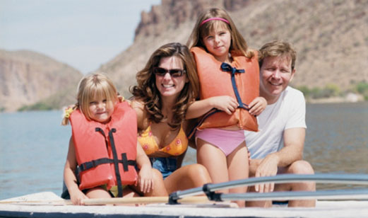 Family enjoying time on their Allstate insured boat