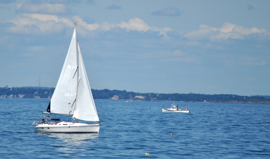 Allstate insured boat sailing in the ocean