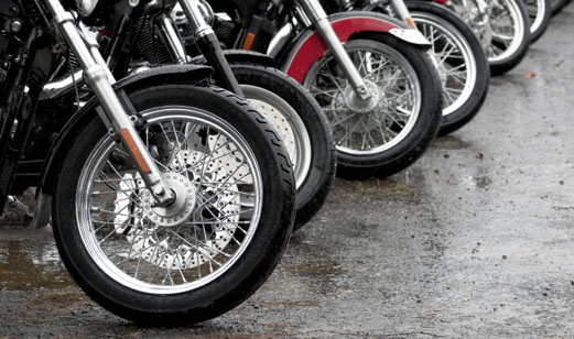 A row of motorcycle bikes.
