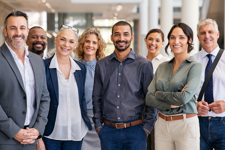 Diverse group of smiling employees