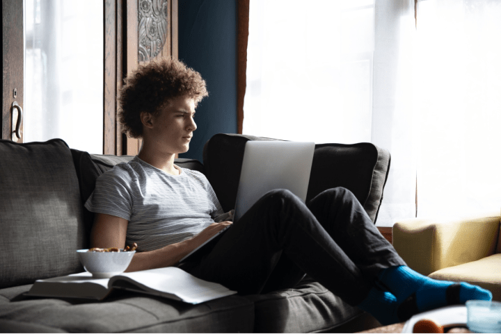 Man sitting on couch. 