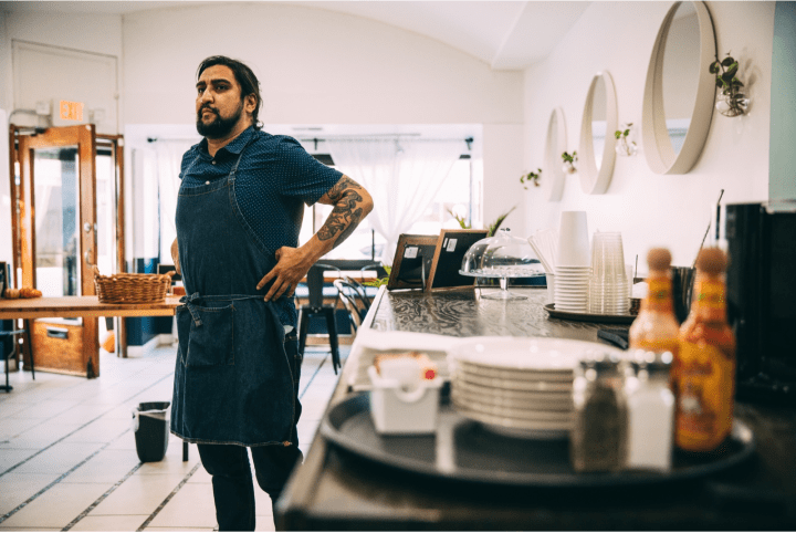 Man in restaurant. 