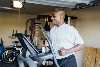 Man running on a treadmill
