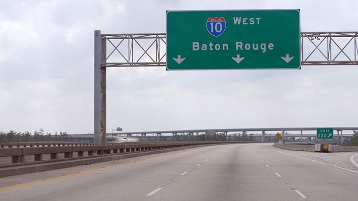 image of road sign on highway. 
