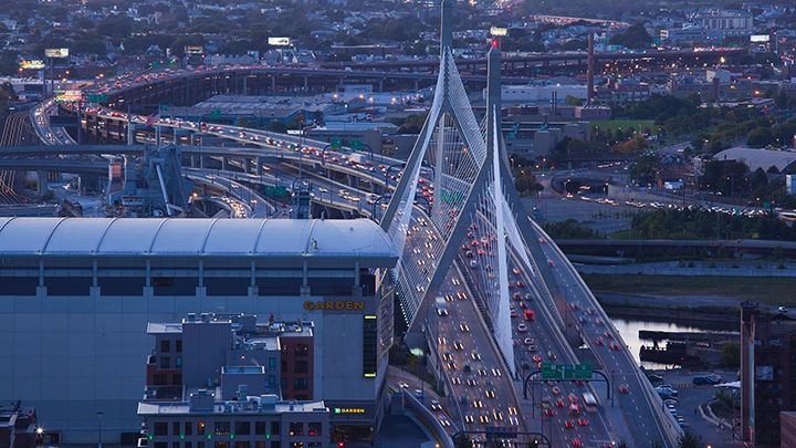 aerial image of Boston downtown. 