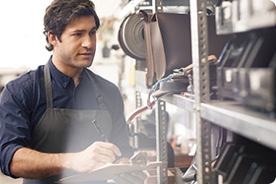 Man taking inventory. 