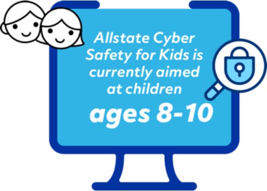 Computer monitor with Allstate Cyber Safety for Kids is currently aimed at children ages 8-9. 