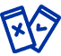 Icon - Illustration of two phones, one with an X and the other with a checkmark. 