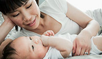 Woman and newborn. 