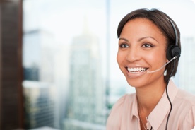 Customer service rep on phone. 