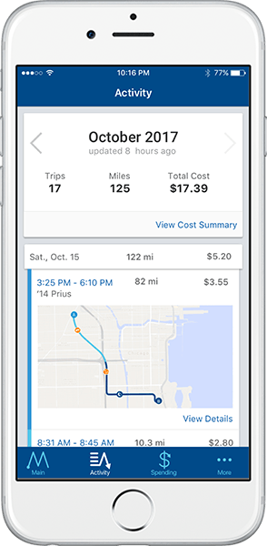 See personalized reports of when, where, and how far you’ve driven
