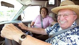 An older couple enjoying their RV. 