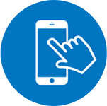 Icon - A hand using a mobile phone illustration. 