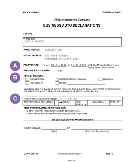 How To Read Business Auto Policy Declarations | Allstate