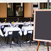 Restaurant patio table. 