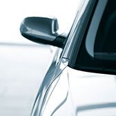 Car windshield and side mirror. 