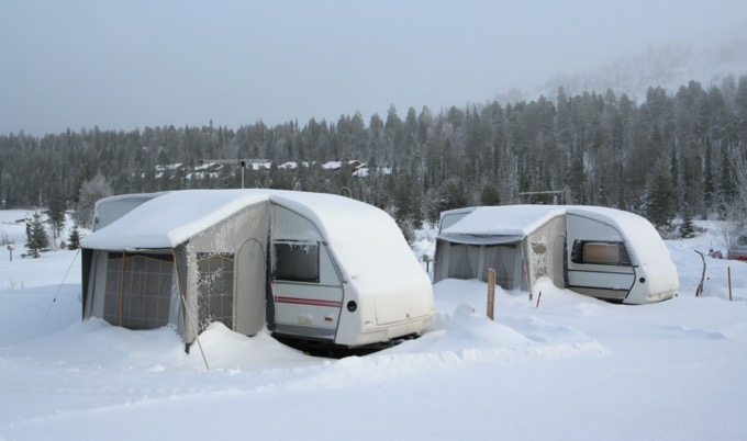 RV in snow. 