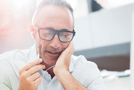 A man talking on a phone. 