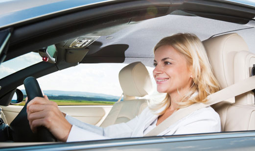 A woman driving in the car