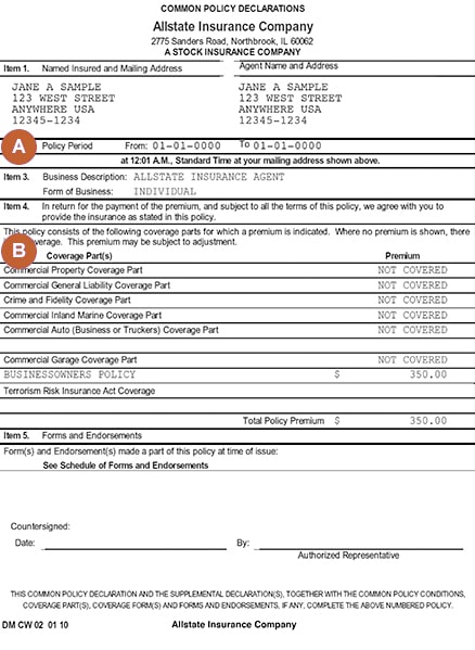 Small Business Insurance Policy Declarations | Allstate