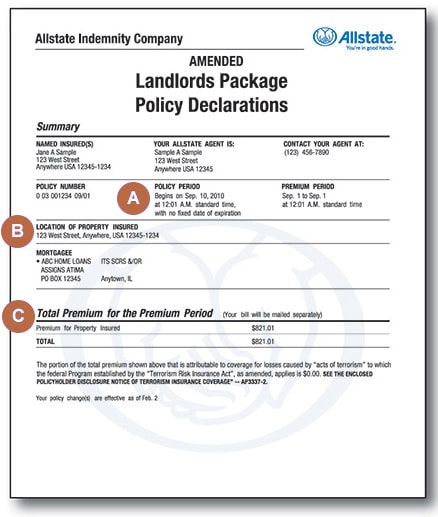 Landlord Insurance Policy Declarations | Allstate